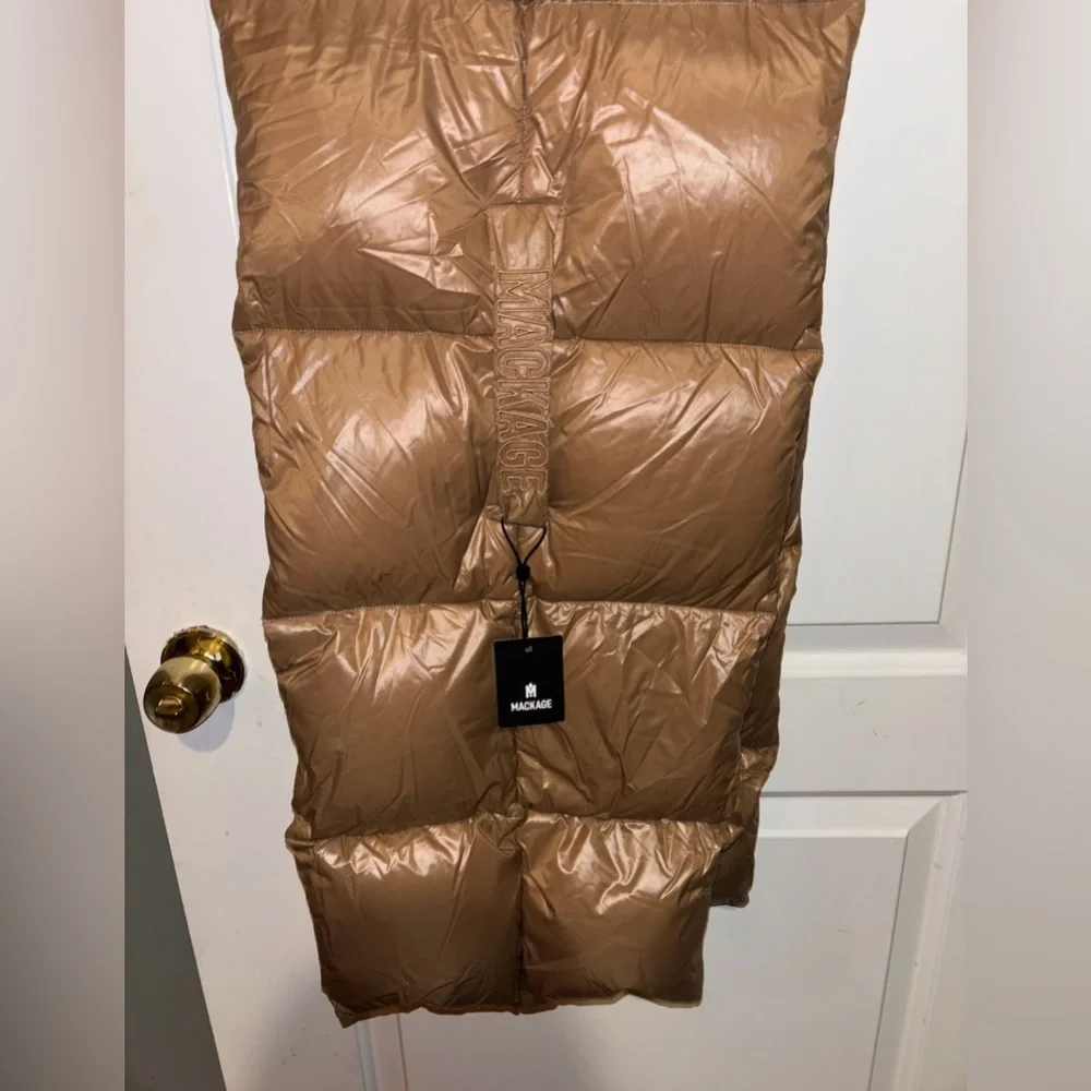 New! MACKAGE River Oversized Quilted Puffer Scarf Caramel Brown 🤎 OS NWT!